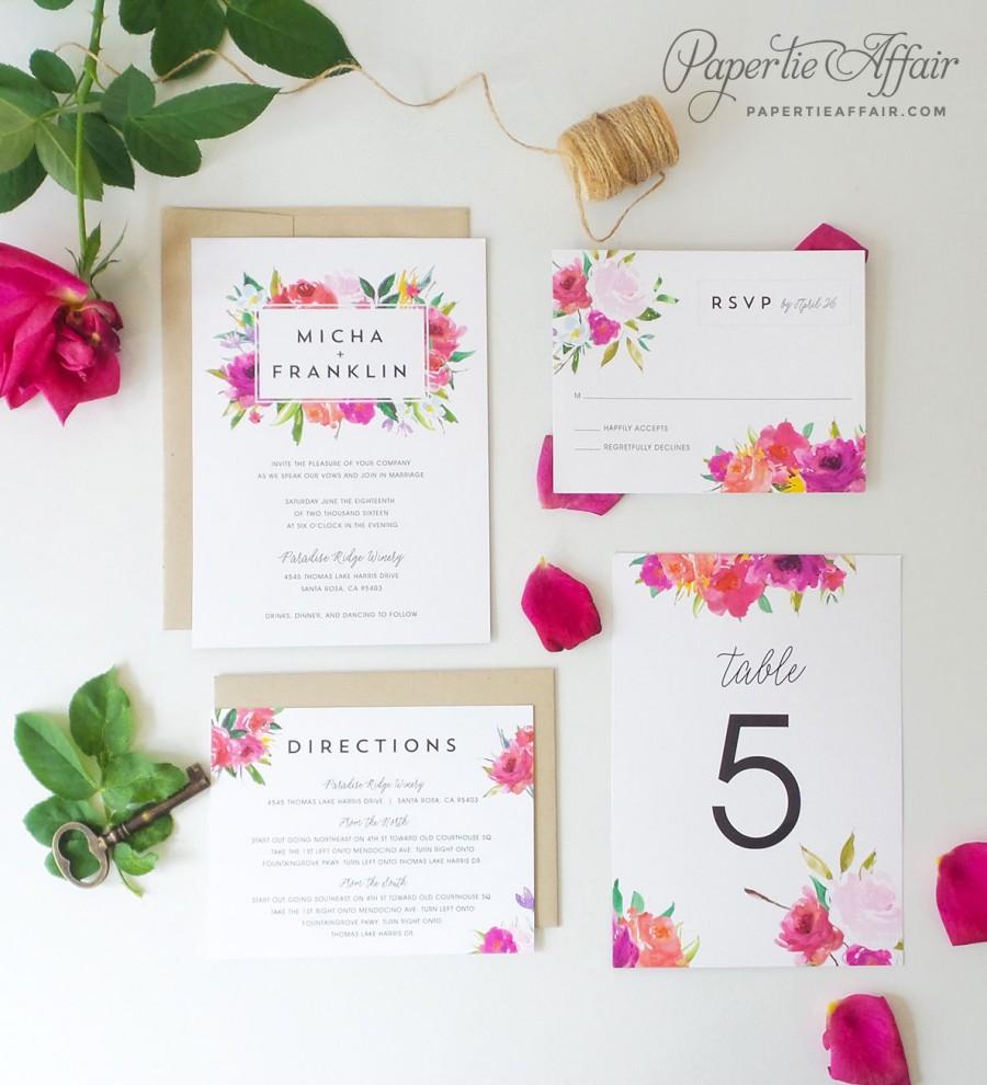 900x990 Floral Wedding Invitation - Watercolor Floral Wedding Invitations