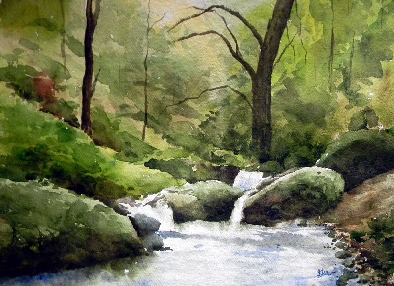 800x582 Flow By Artist Jitendra Sule Landscape Art Watercolor Paintings - Watercolor Flow