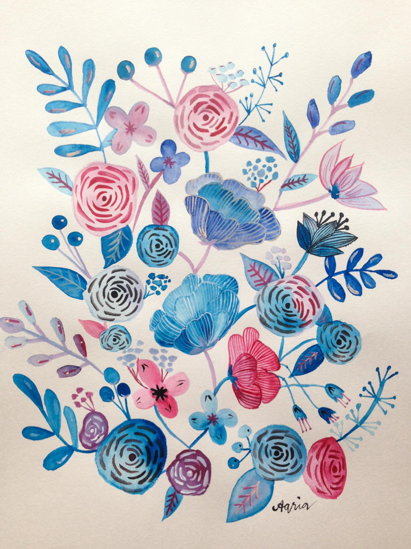806x1076 Paint Freehand Watercolour Floral Art Surely Simple - Watercolor Flower Art