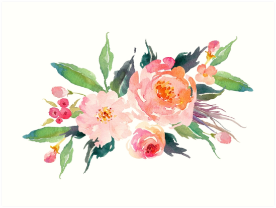 549x413 Watercolor Flower Bouquet Art Prints By Junkydotcom Redbubble - Watercolor Flower Art
