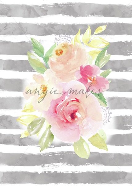 428x600 Cute Watercolor Rose Bouquet Art. Printable Watercolor Flower Art - Watercolor Flower Art