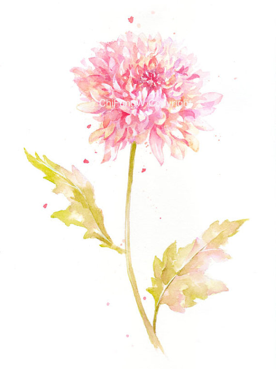 570x760 Fine Art Watercolor Painting, Flower Art, Yellow, Pink - Watercolor Flower Art