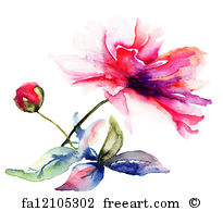 205x194 Free Art Print Of Watercolor Illustration Of Peony Flower - Watercolor Flower Artist