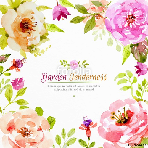 500x500 Realistic Watercolor Flowers Background Stock Image And Royalty - Watercolor Flower Background