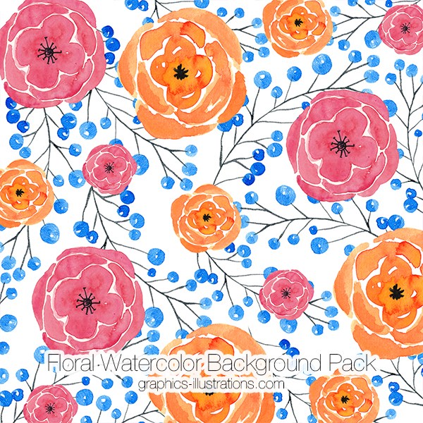 600x600 Watercolor Floral Backgrounds Pack On Graphics - Watercolor Flower Background