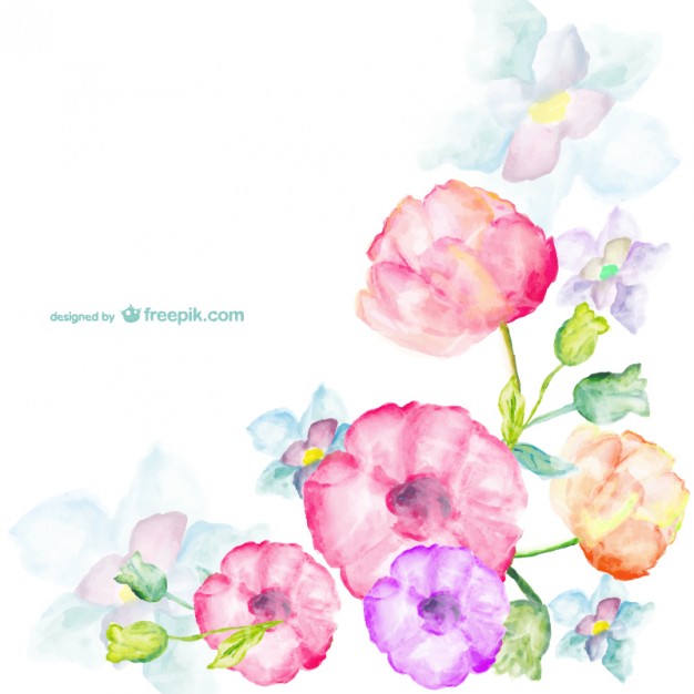 626x626 Watercolor Flowers Greetings Card Vector Free Download - Watercolor Flower Background