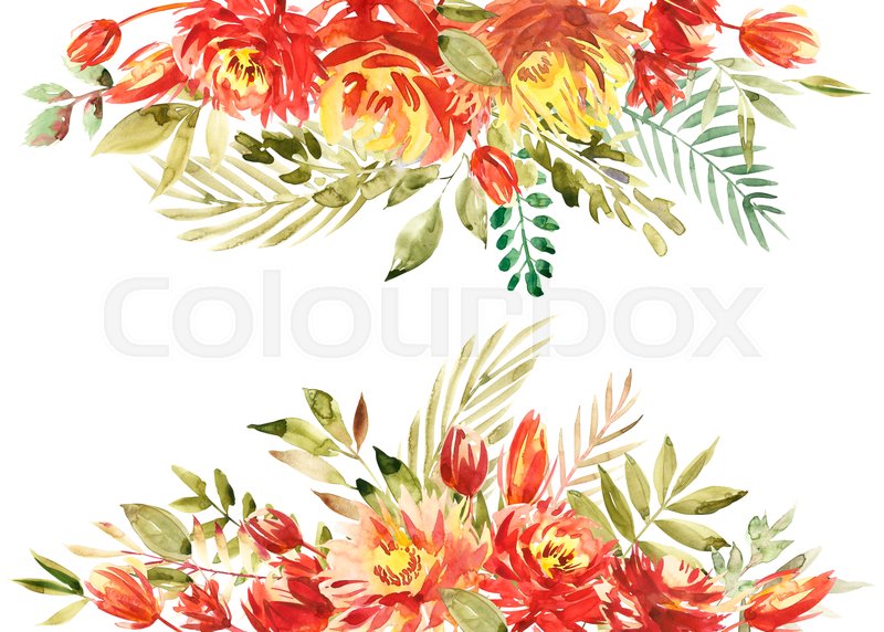 800x572 Colorful Watercolor Flower Border. Painted Flower Background - Watercolor Flower Background