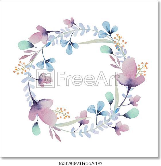 561x581 Free Art Print Of Watercolor Floral Frame. Flowers In Wreath - Watercolor Flower Background Free