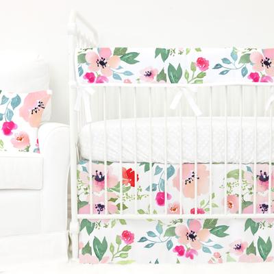 400x400 Watercolor Fairy Tale Floral Bumperless 3 Piece Crib Bedding - Watercolor Flower Bedding