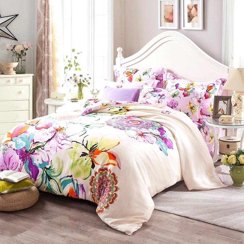 800x800 Watercolor Floral Bedding Purple Red Green And Beige Oriental - Watercolor Flower Bedding