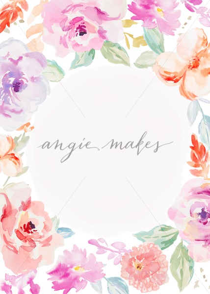 428x600 Round Watercolor Flower Frame Background With Adorable Flowers! - Watercolor Flower Border