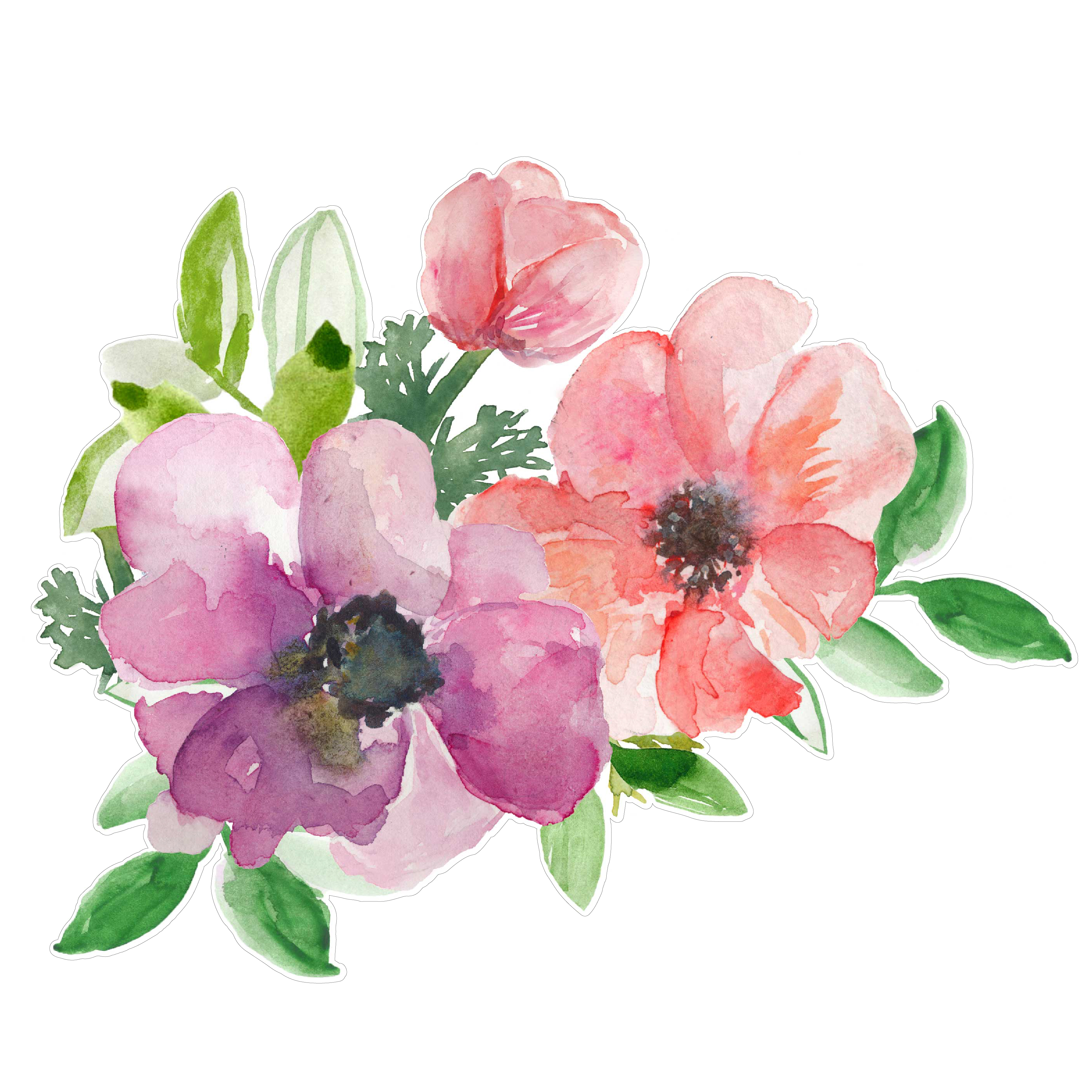 3600x3600 Watercolor Flower Bouquet Cut File - Watercolor Flower Bouquet