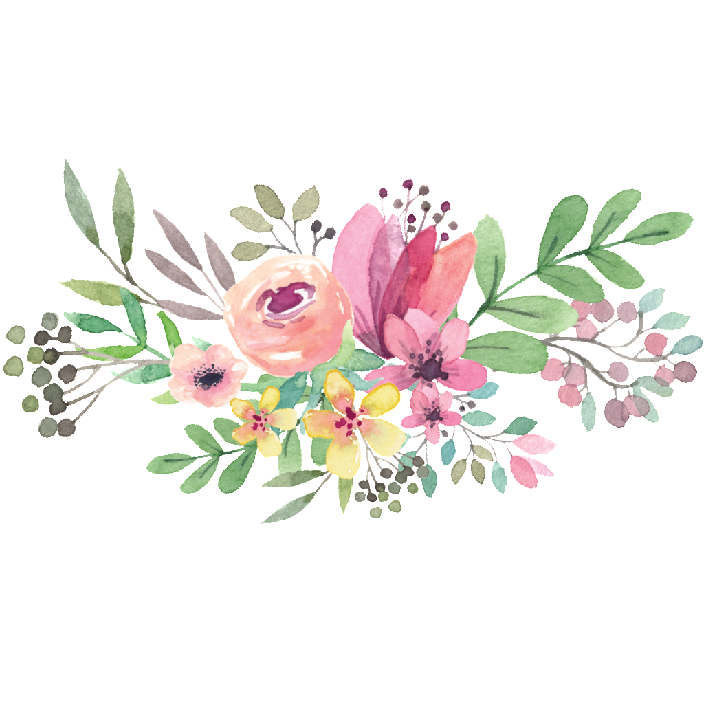 1024x1024 Watercolor Flower Bouquet Clipart Image - Watercolor Flower Bouquet