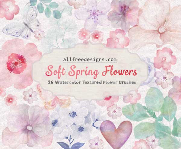 600x494 Watercolor Flowers 26 Soft Spring Flower Ps Brushes To Download Free - Watercolor Flower Brush