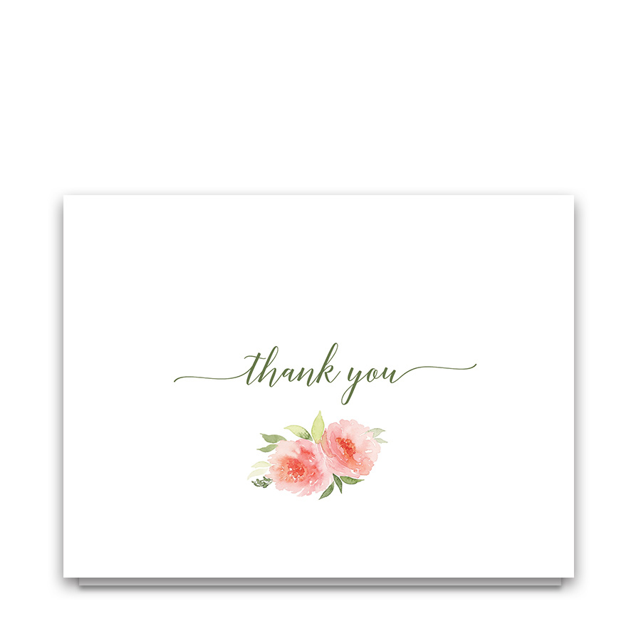 900x900 Coral Watercolor Floral Wedding Thank You Cards - Watercolor Flower Card