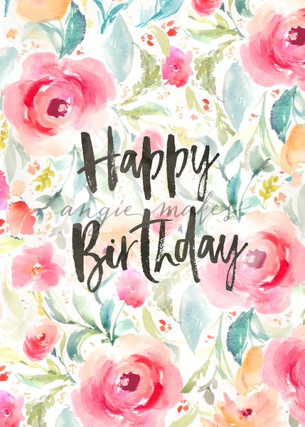 429x600 Happy Birthday Background With Watercolor Flowers. Flower Birthday - Watercolor Flower Card