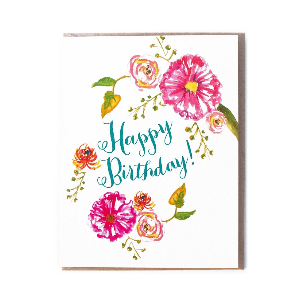 1000x1000 Happy Birthday Watercolor Floral Card Set The Paper + Craft Pantry - Watercolor Flower Card