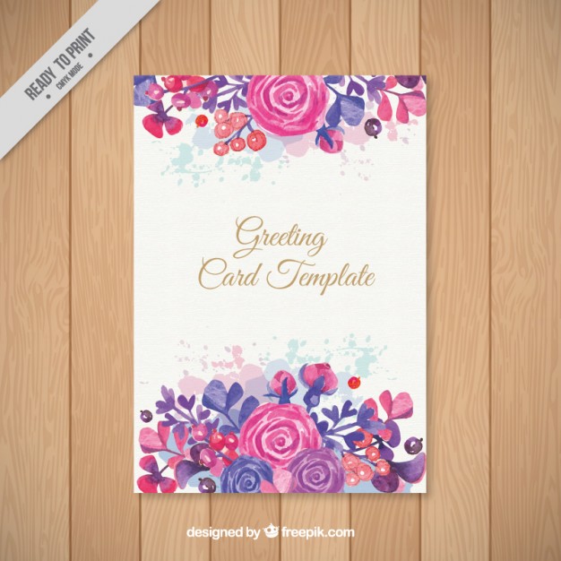 626x626 Watercolor Flowers Card Vector Free Download - Watercolor Flower Card