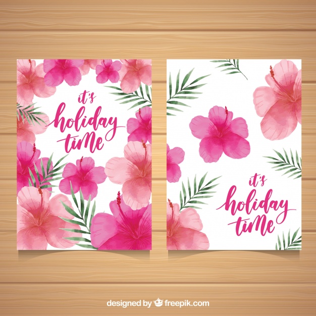626x626 Watercolor Flowers Cards With Palm Leaves Stock Images - Watercolor Flower Card