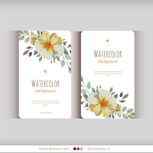 500x500 Beautiful Watercolor Flower Business Cards Vector Set 13 Free Download - Watercolor Flower Card