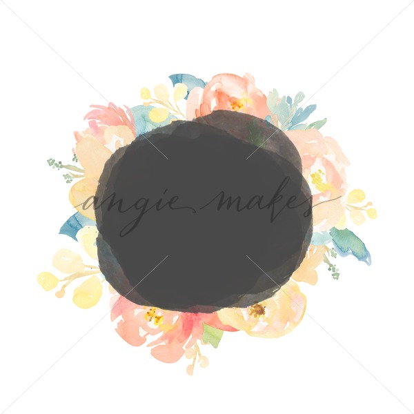 600x600 A Cute Watercolor Flower Circle Frame With Cute Hand Painted Flowers - Watercolor Flower Circle