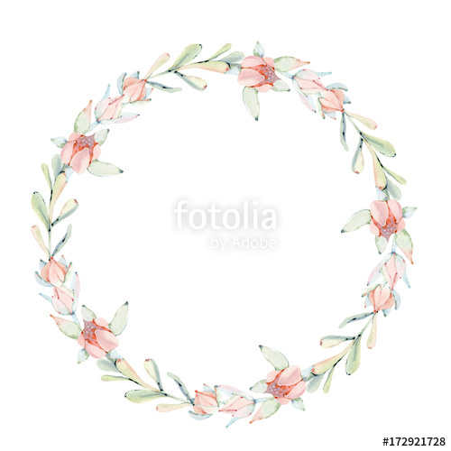 500x500 Elegant Watercolor Flowers Circle Frame Stock Photo And Royalty - Watercolor Flower Circle