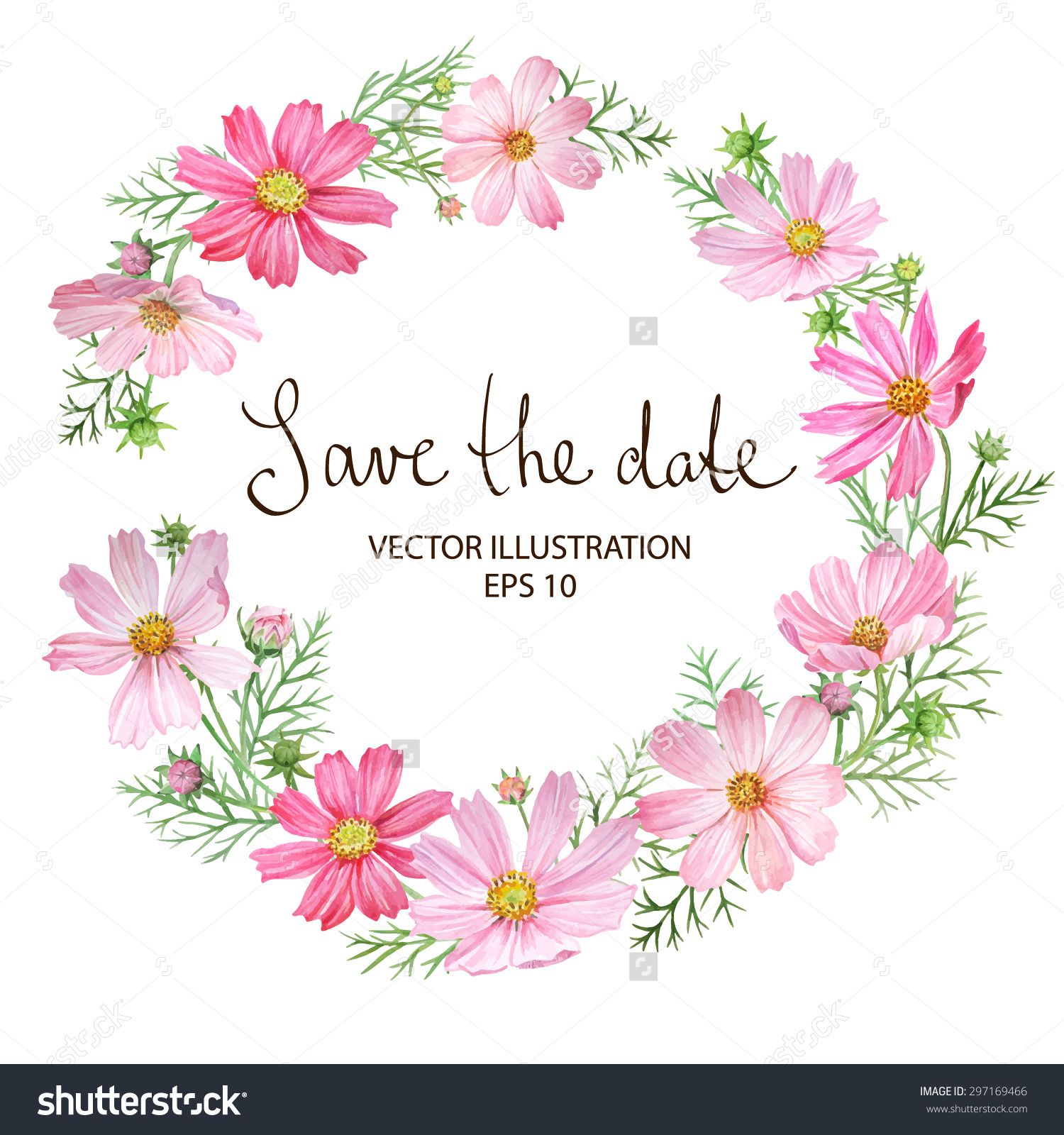 1500x1600 Floral Circle Frame With Cosmos Flowers. Hand Drawn Watercolor - Watercolor Flower Circle