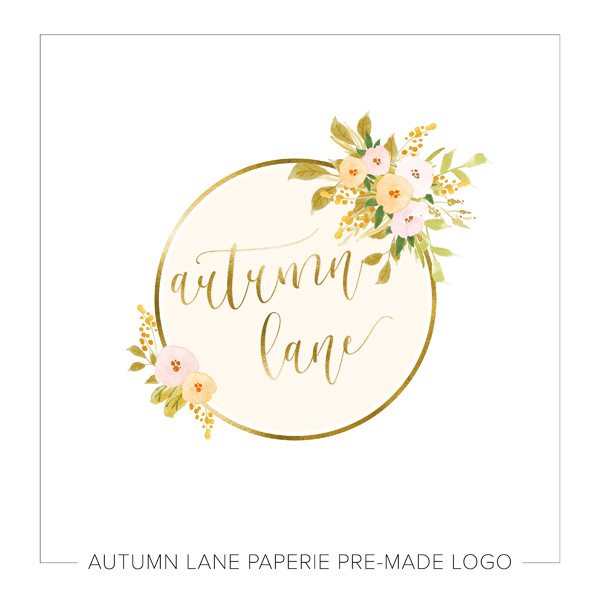 600x600 Gold Foil Circle With Watercolor Amp Autumn Flowers Logo Autumn - Watercolor Flower Circle