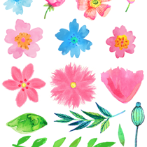 210x210 Free Watercolor Flower Clipart - Watercolor Flower Clipart