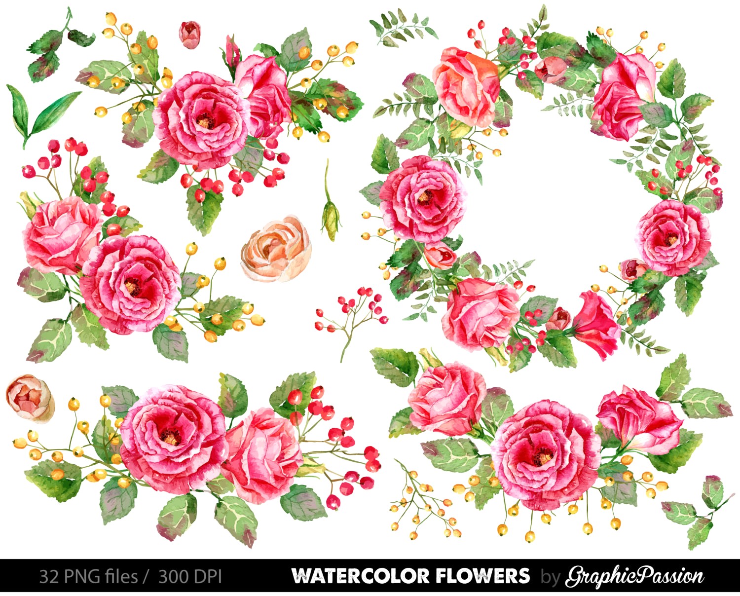 1500x1208 Il Fullxfull 774994550 Opls Jpg Version 0 12 Watercolor Flower - Watercolor Flower Clipart