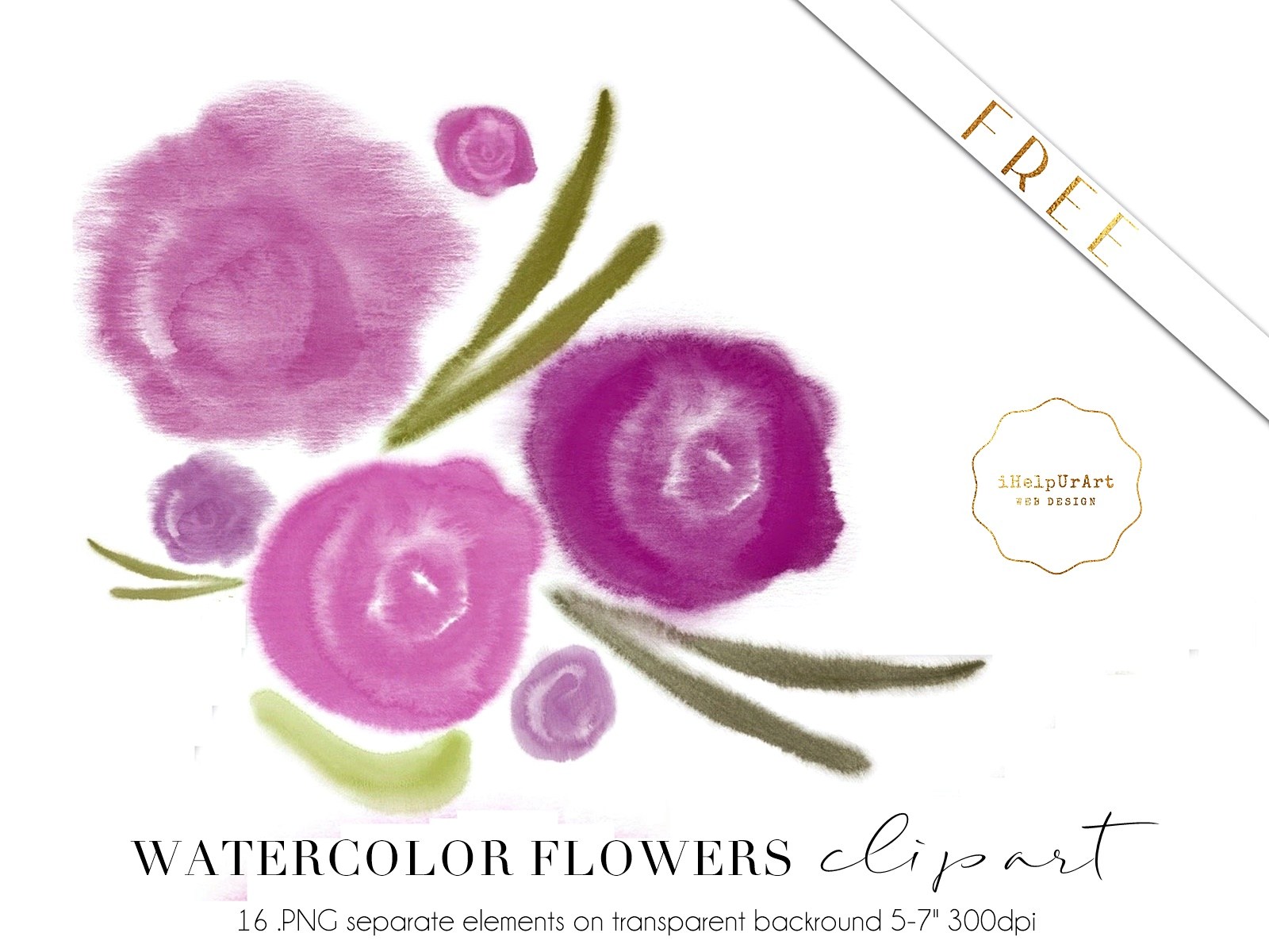 1600x1200 Purple Watercolor Flowers Clipart Free Design Resources - Watercolor Flower Clipart