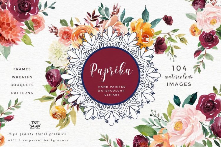 750x500 Watercolor Flower Clipart Paprika - Watercolor Flower Clipart