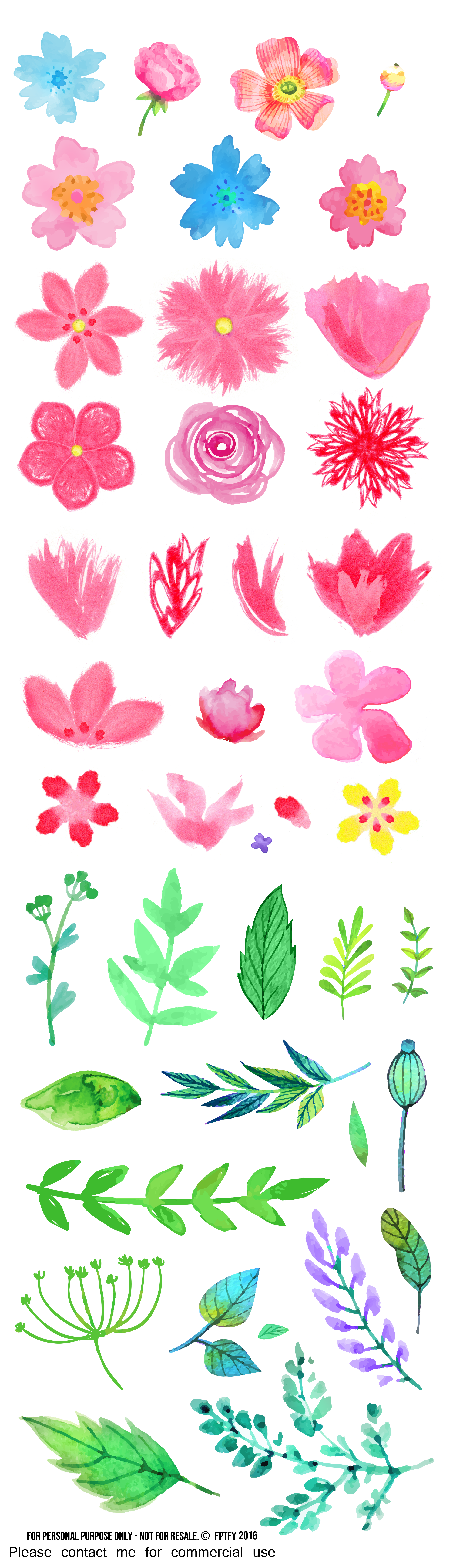2400x8304 Free Watercolor Flower Clipart - Watercolor Flower Clipart Free
