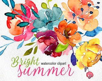 340x270 Watercolor Flowers Etsy - Watercolor Flower Clipart Free
