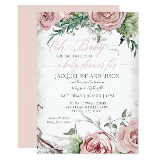 540x540 Oh Baby Shower Girl Boho Watercolor Flower Crown Invitation - Watercolor Flower Crown