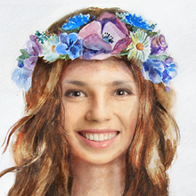 220x220 Put Your Face In A Girl With Flower Crown Painting Template - Watercolor Flower Crown