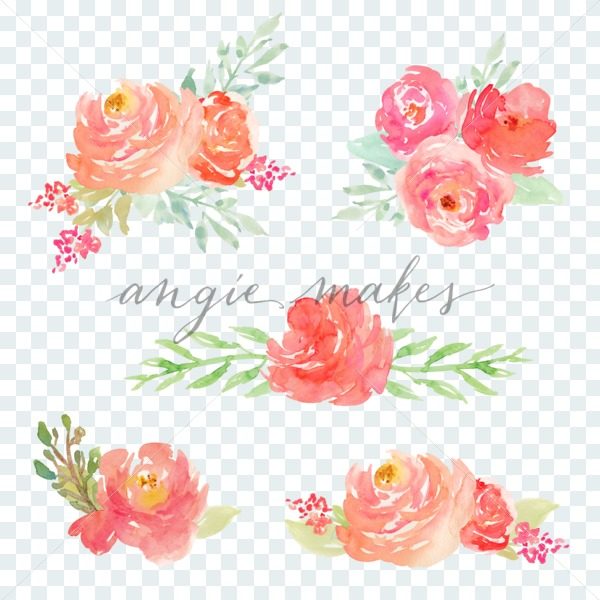 600x600 Watercolor Floral Bouquets On Transparent Background. Watercolor - Watercolor Flower Design