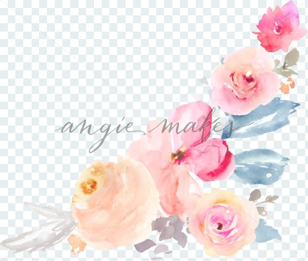 623x528 Watercolor Flower Bouquet Corner Bouquet - Watercolor Flower Design