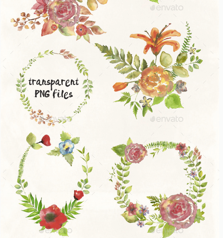760x809 Watercolor Illustrations Succulents, Stars, Feathers, Flowers - Watercolor Flower Design