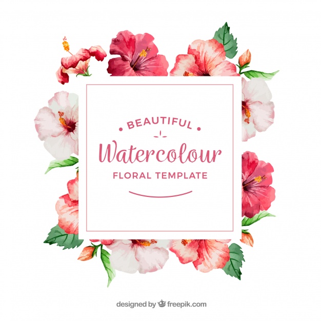 626x626 Decorative Frame With Watercolor Flowers Vector Free Download - Watercolor Flower Design