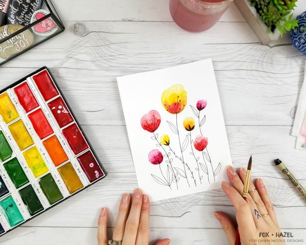 600x480 Easy Watercolor Flowers Step By Step Tutorial Dawn Nicole - Watercolor Flower Drawing