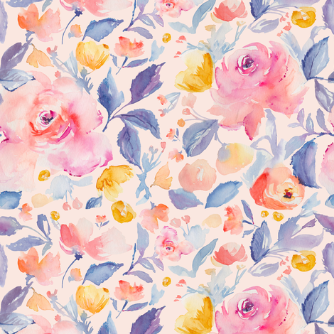 470x470 Pink Watercolor Flower Fabric Wallpaper - Watercolor Flower Fabric
