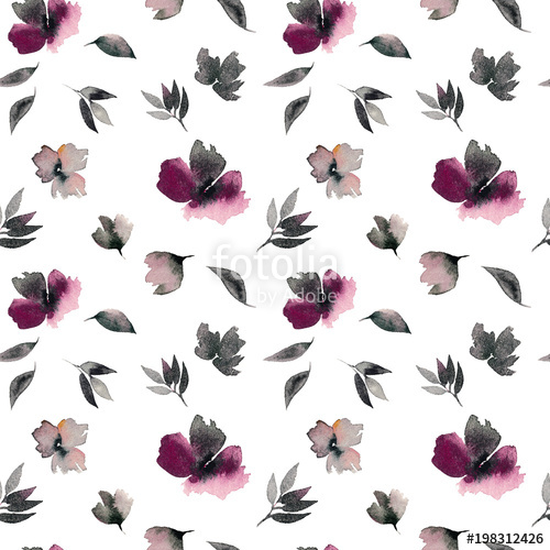 500x500 Seamless Floral Pattern. Watercolor Flowers. Floral Background - Watercolor Flower Fabric