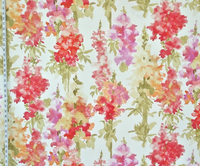 684x566 Watercolor Fabric Red Floral Garden Snap Dragons From Brick House - Watercolor Flower Fabric