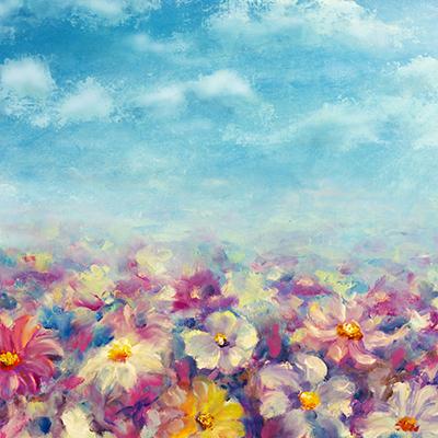 400x400 Flower Field Backdrop Click Props Backdrops - Watercolor Flower Field