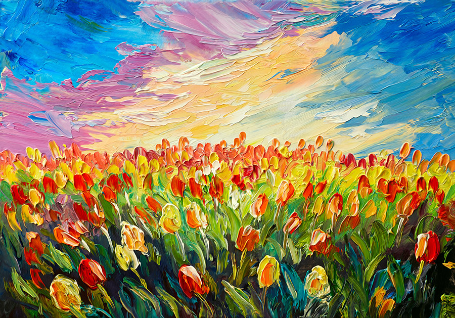 900x629 Flower Fields - Watercolor Flower Field