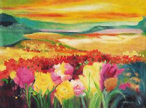 300x223 Hand Painting Balinese Flower Field 250 Ebay - Watercolor Flower Field
