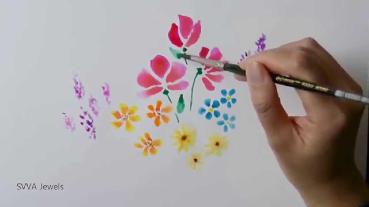 1280x720 How To Paint A Spring (Or Summer) Flower Field With Watercolor - Watercolor Flower Field