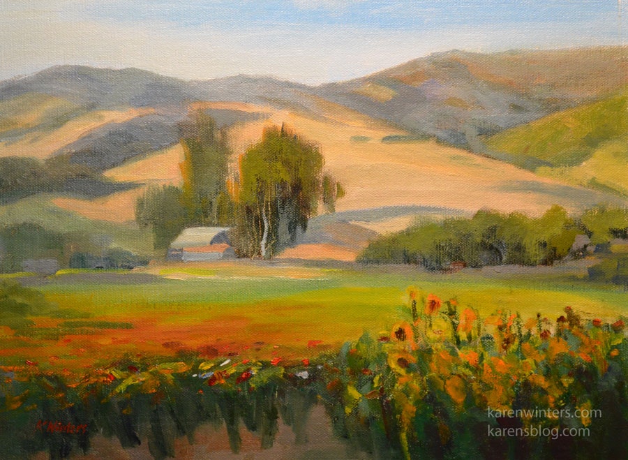 900x659 San Luis Obispo Flower Fields - Watercolor Flower Field
