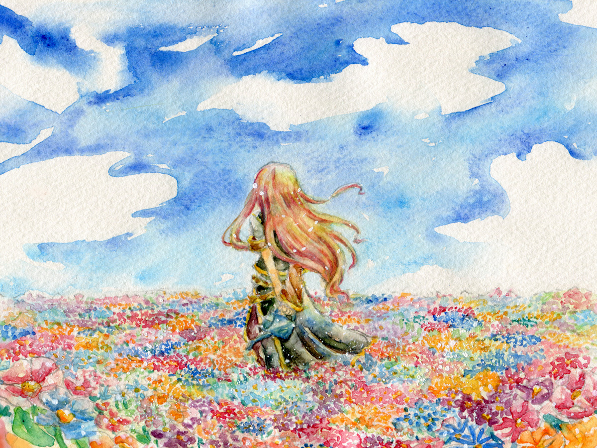 1200x900 Flower Field - Watercolor Flower Field